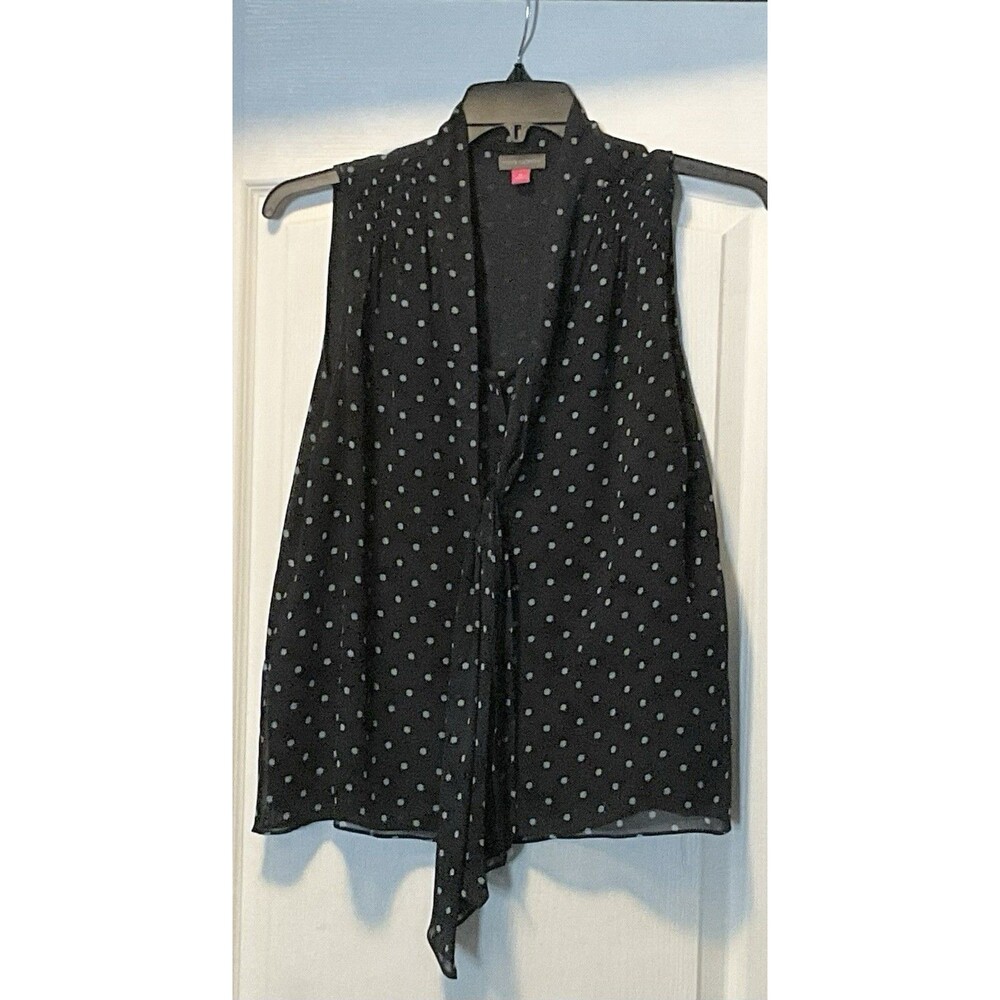 Vince Camuto Women's Tie-Neck Sleeveless Blouse Size M, Classic Navy